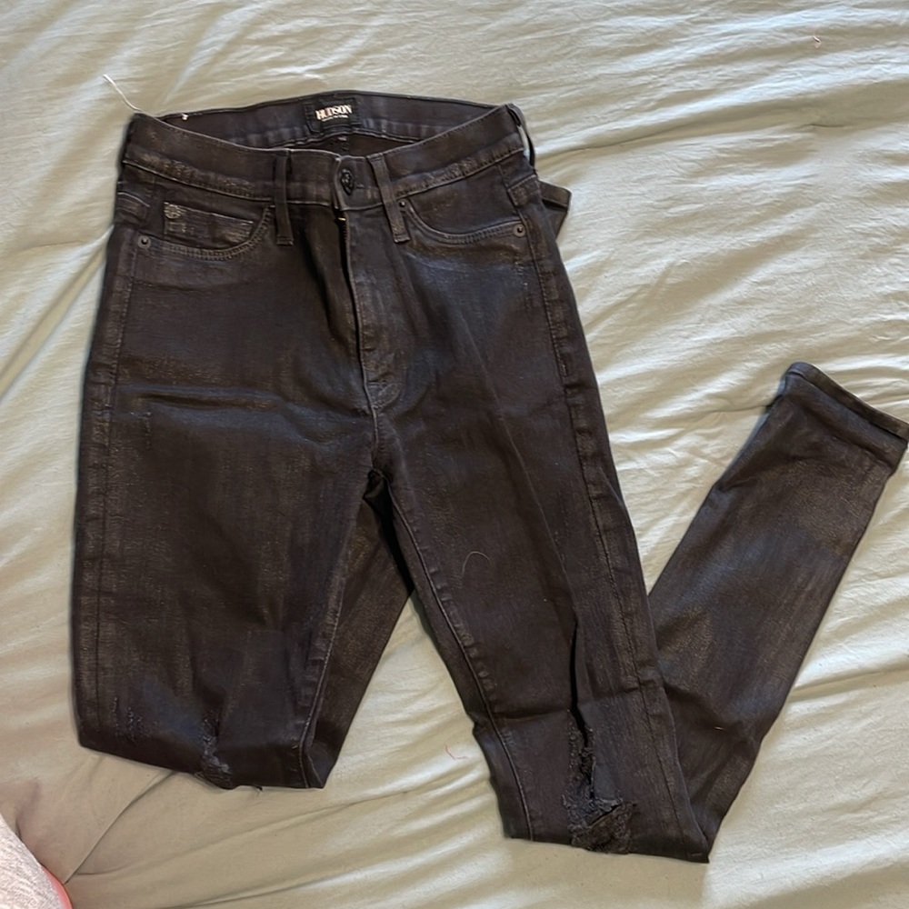 Hudson Jeans High Waist Distressed Barbara Super Skinny Jean